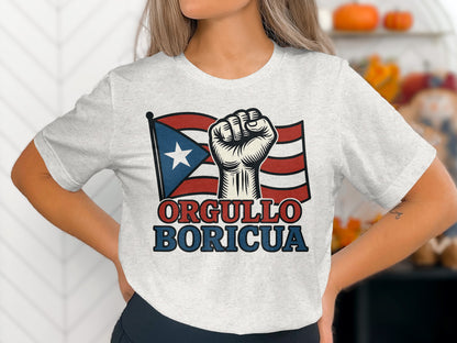 Orgullo Boricua Raised Fist Flag Graphic Shirt product