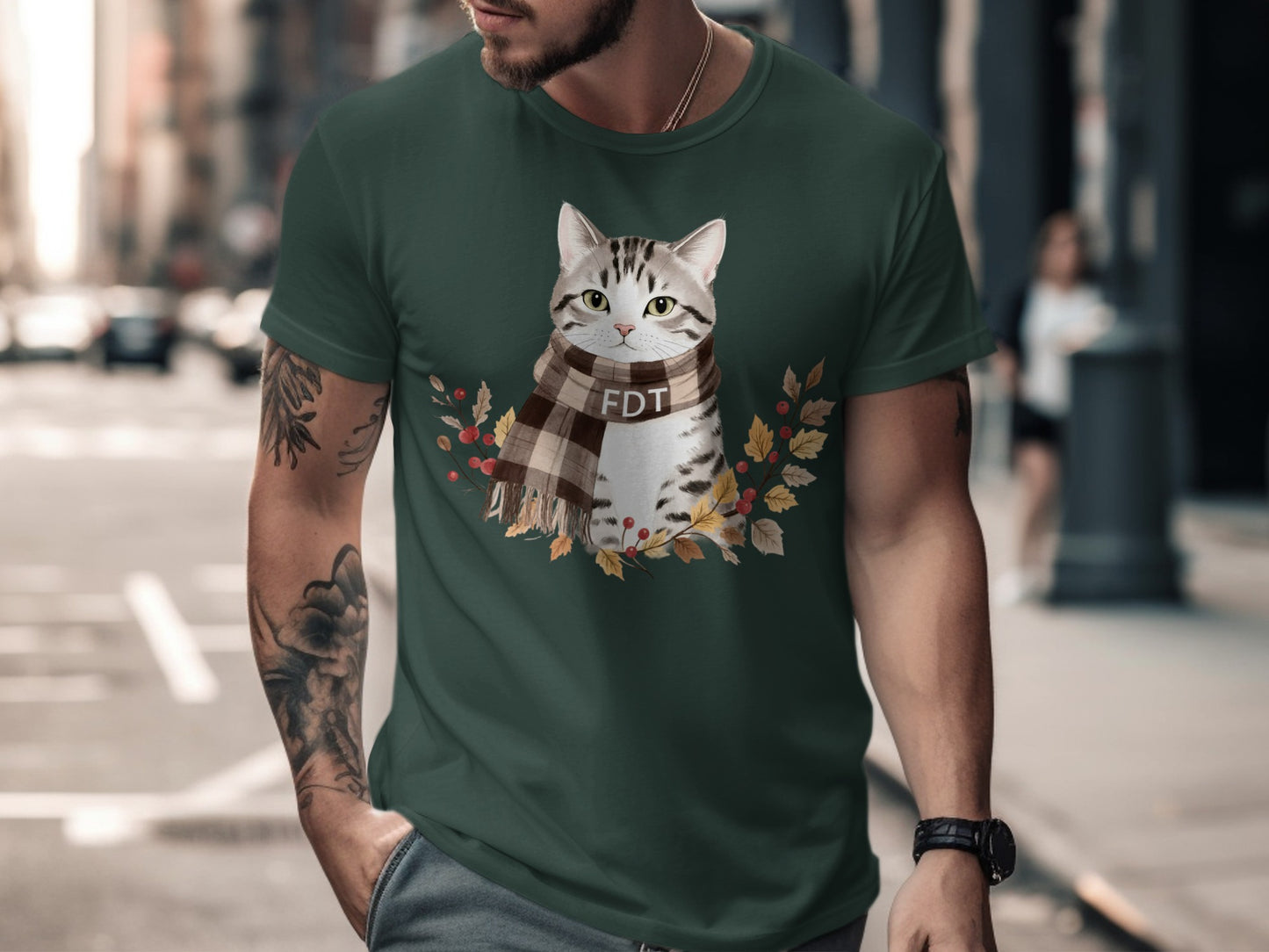 Adorable Cat with FDT Scarf Graphic T-shirt