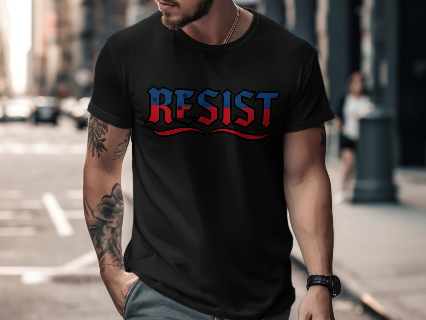 Resist Graphic Printed Statement T-Shirt