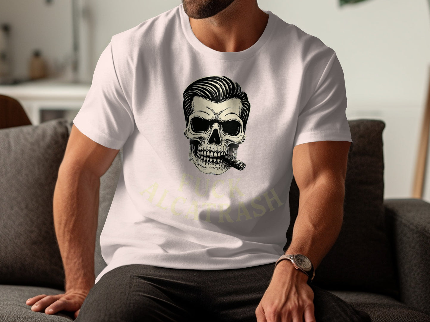 Vintage Skeleton Smoking Skull T-Shirt Product