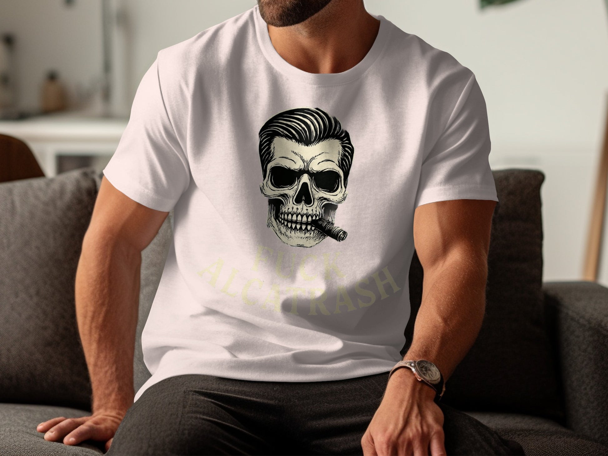 Vintage Skeleton Smoking Skull T-Shirt Product