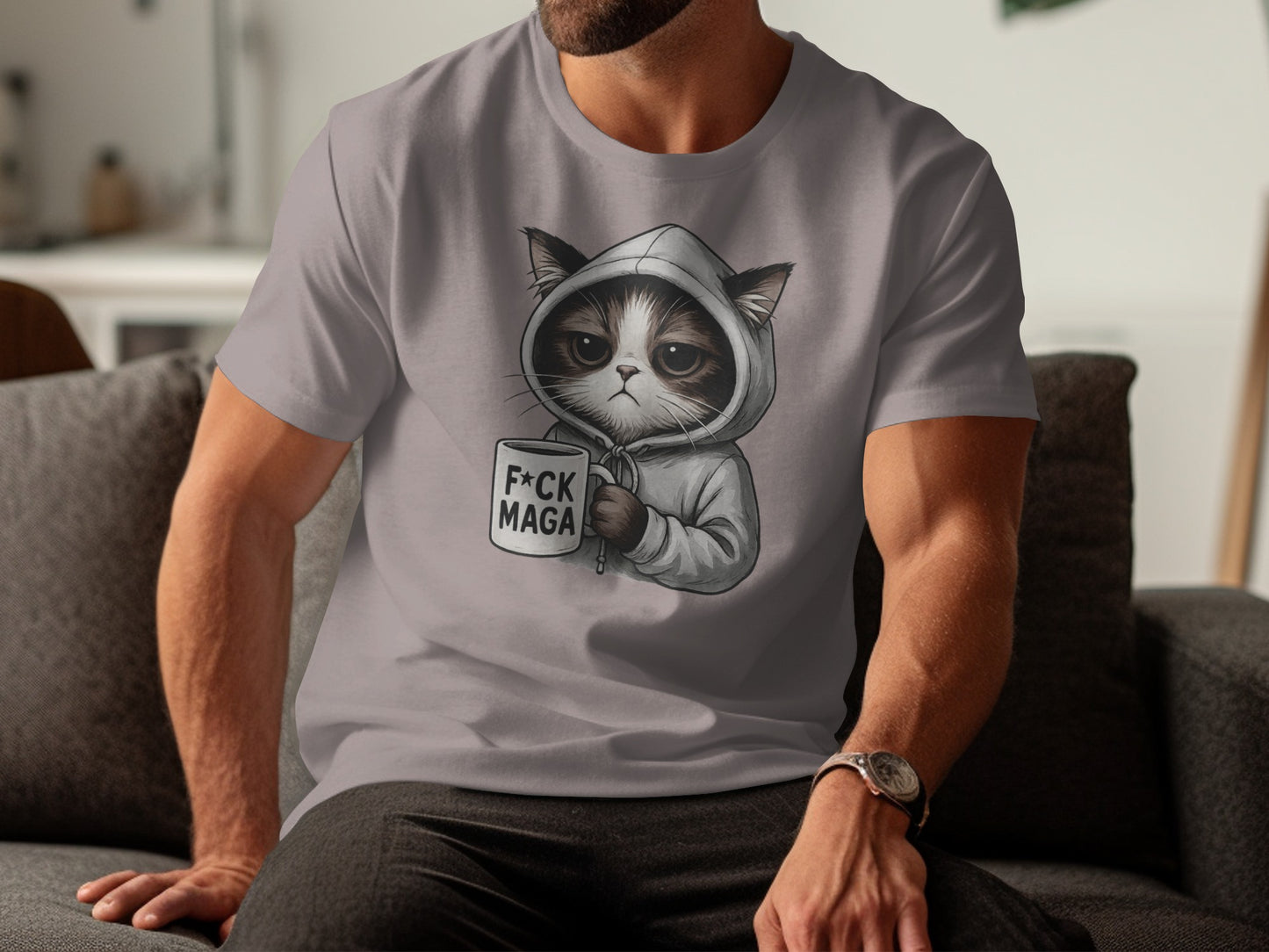 Grumpy Cat Hoodie Design with F*ck MAGA Mug T-shirt
