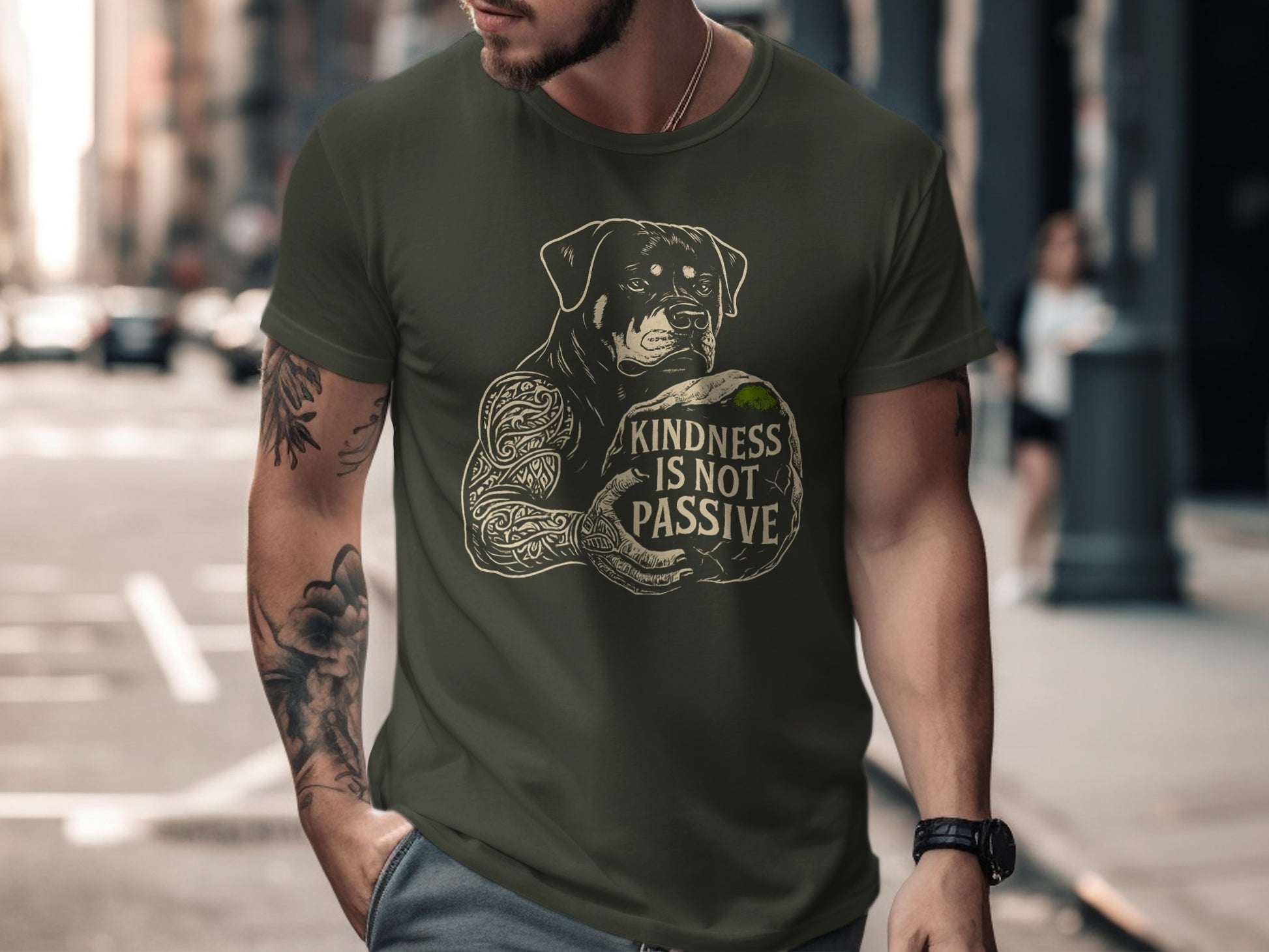 Kindness Is Not Passive Rottweiler Graphic T-Shirt