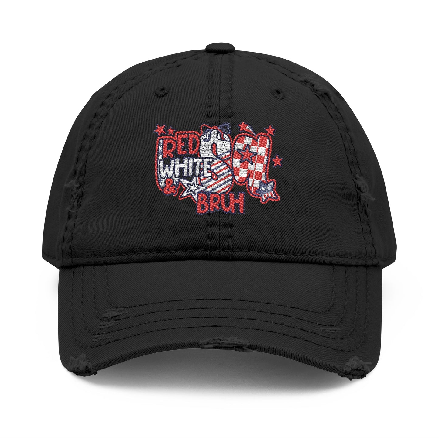 4th of July Hat Distressed Cat Dad Hat with Embroidery | Casual Fashion, Gifts for Cat Lovers, Outdoor Style, Father's Day, Everyday Wear
