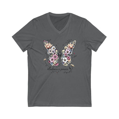 Kindness is Power Butterfly Floral V Neck T Shirt product type