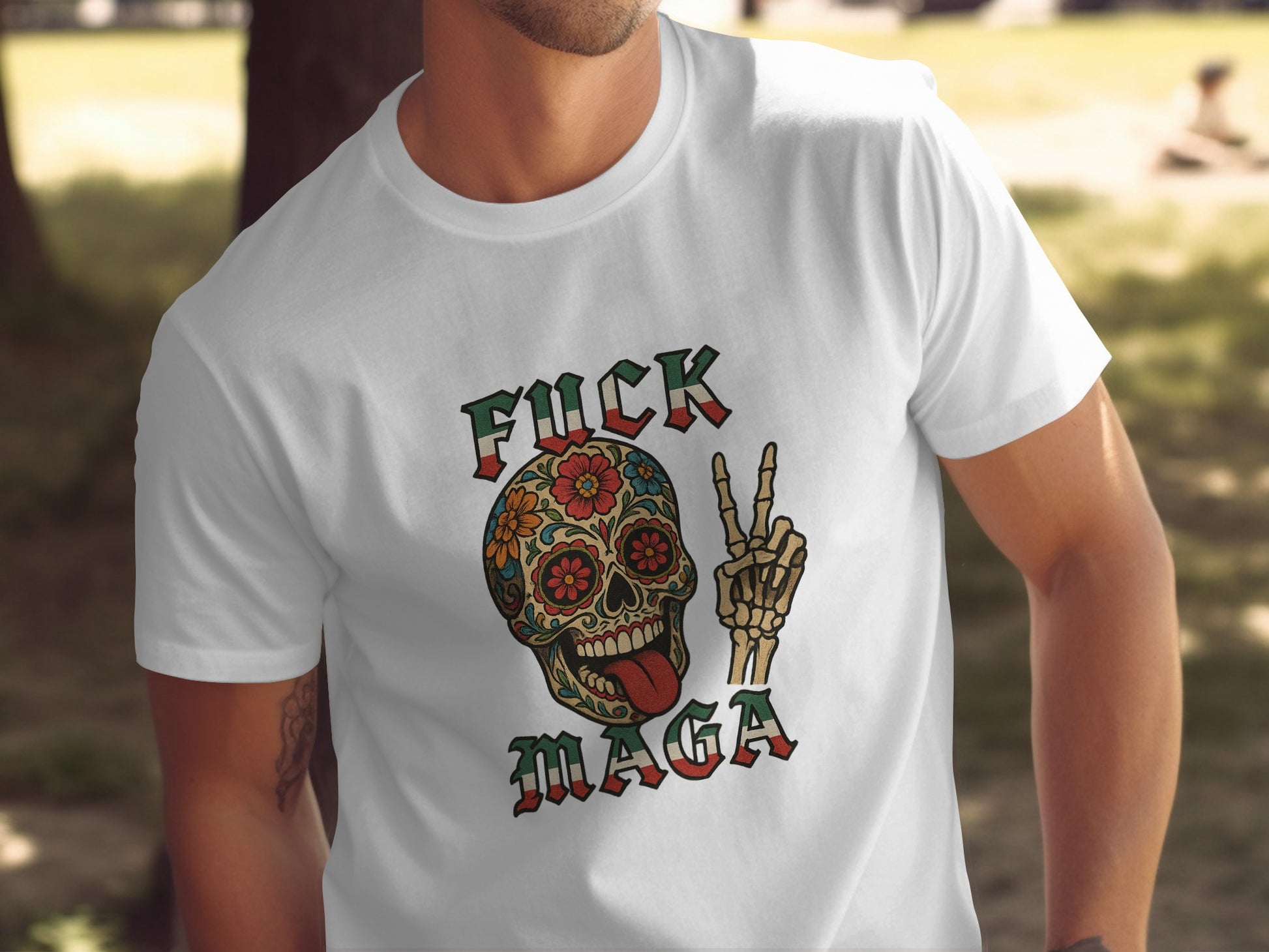 Fuck Maga Skull and Peace Sign Graphic Tee product