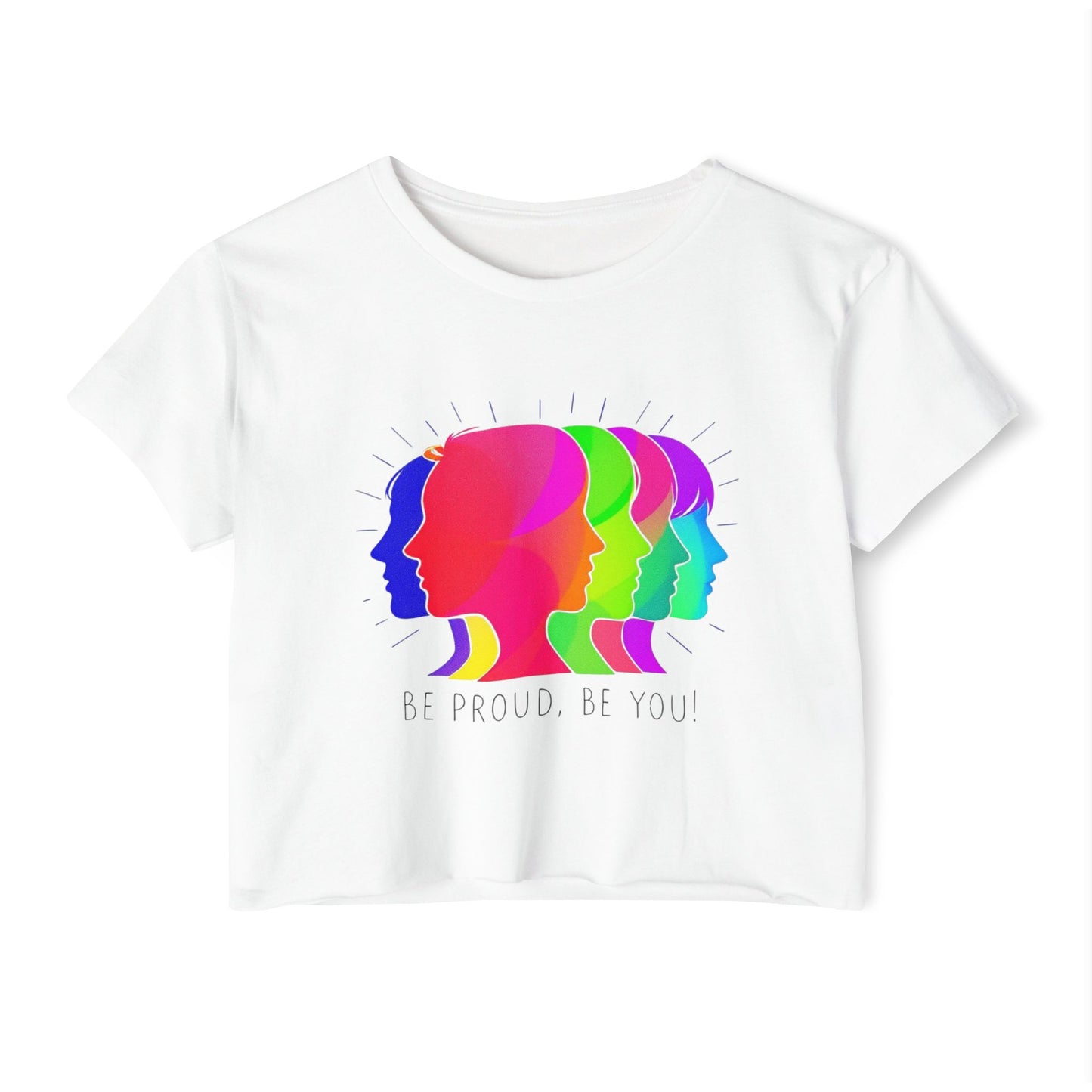 Pride crop top Women’s Festival Crop Top - Be Proud, Be You! Vibrant Pride Graphic Tee