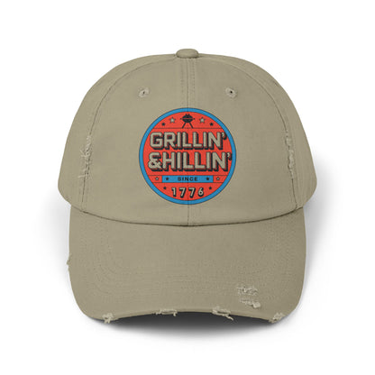 Grillin' Shillin' Unisex Distressed Cap - Casual Outdoor Hat for BBQ Lovers
