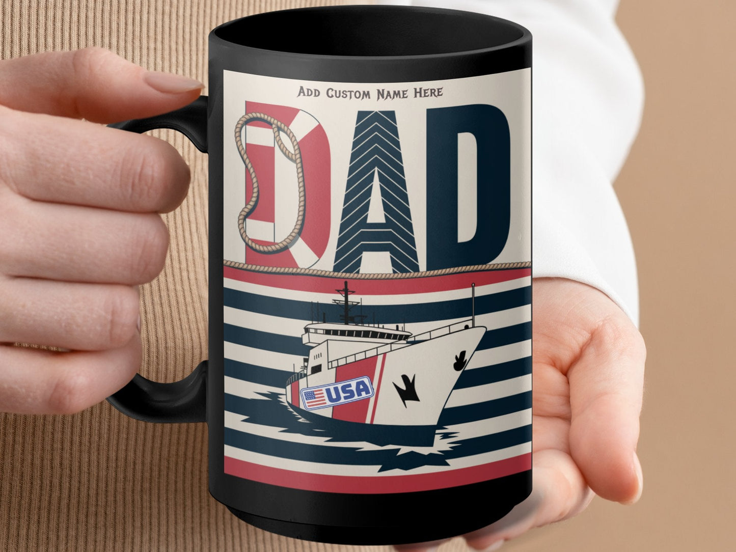 Personalized Dad Ship Graphic Custom Name Mug product type