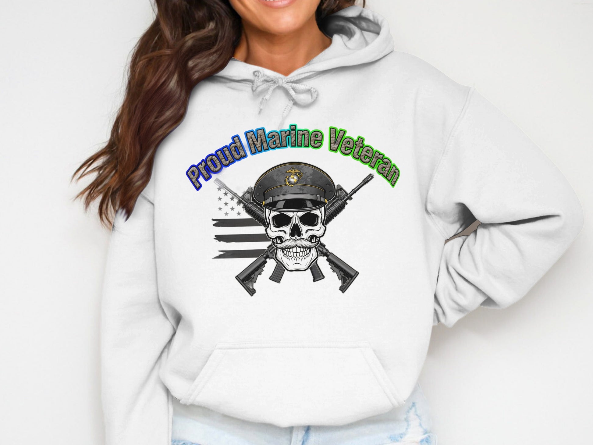 Proud Marine Veteran Skull Hoodie