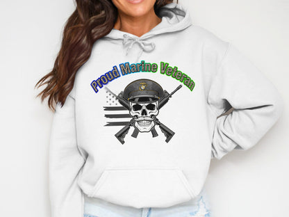 Proud Marine Veteran Skull Hoodie