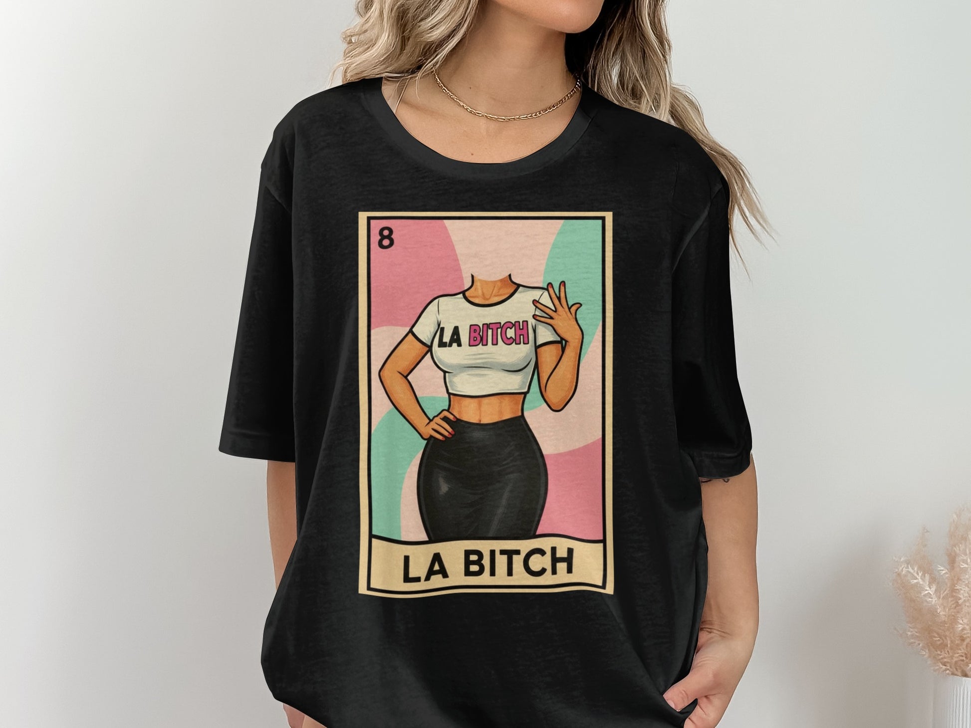 Trendy LA Bitch Graphic Black T-Shirt Product
