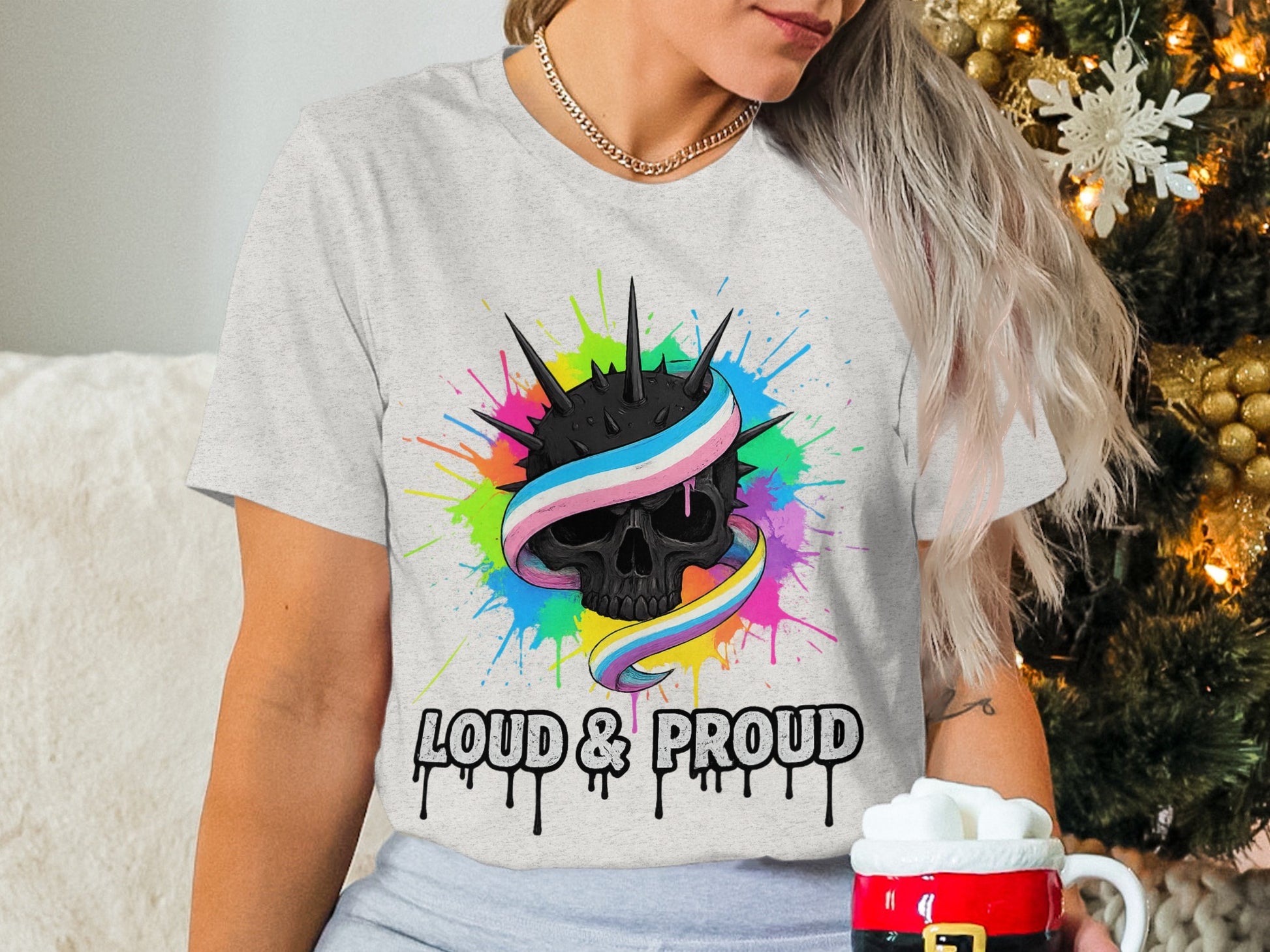 Loud and Proud Colorful Skull Design T-Shirt