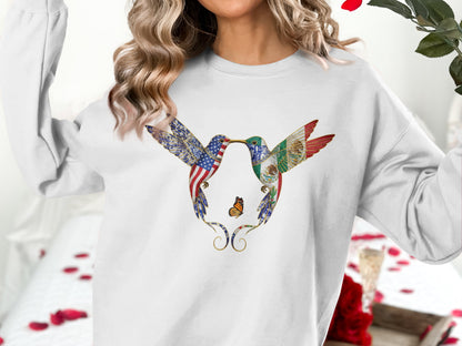 Vibrant Hummingbird and Butterfly Design Sweatshirt