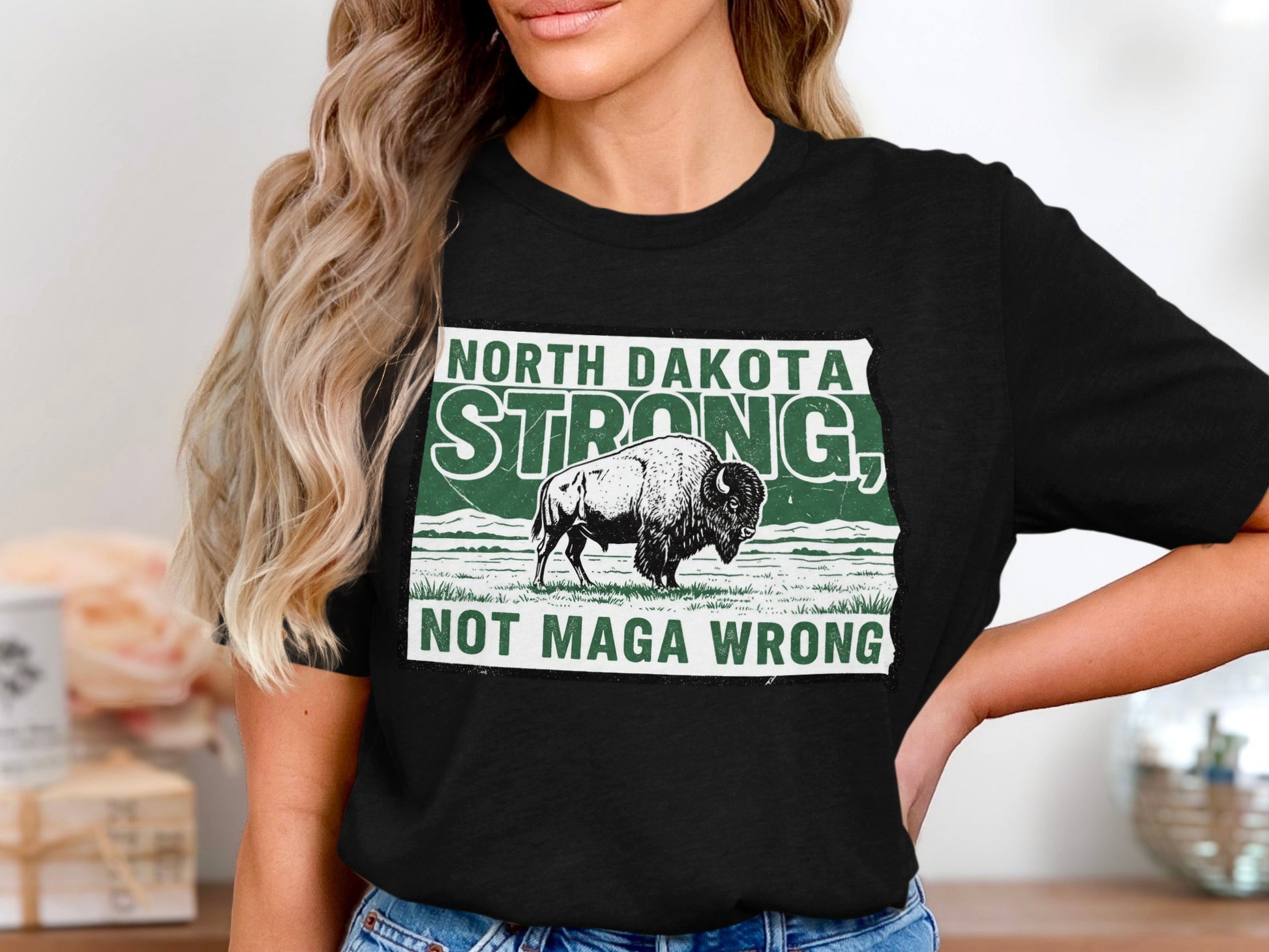 North Dakota Strong Not Maga Wrong T-Shirt Product