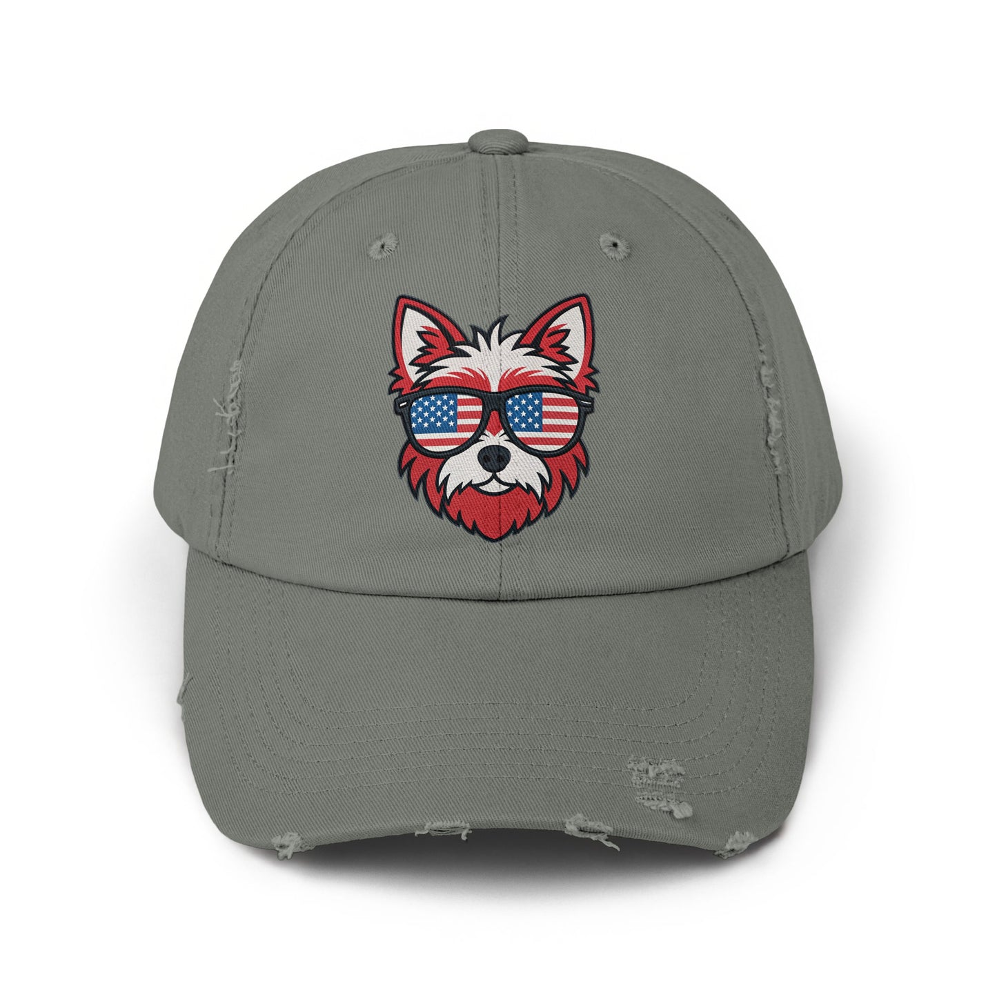 American Flag Sunglasses Dog Grey Baseball Cap product