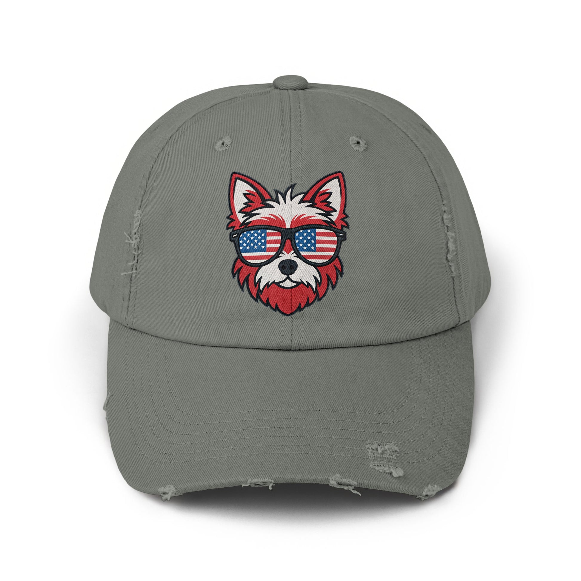 American Flag Sunglasses Dog Grey Baseball Cap product