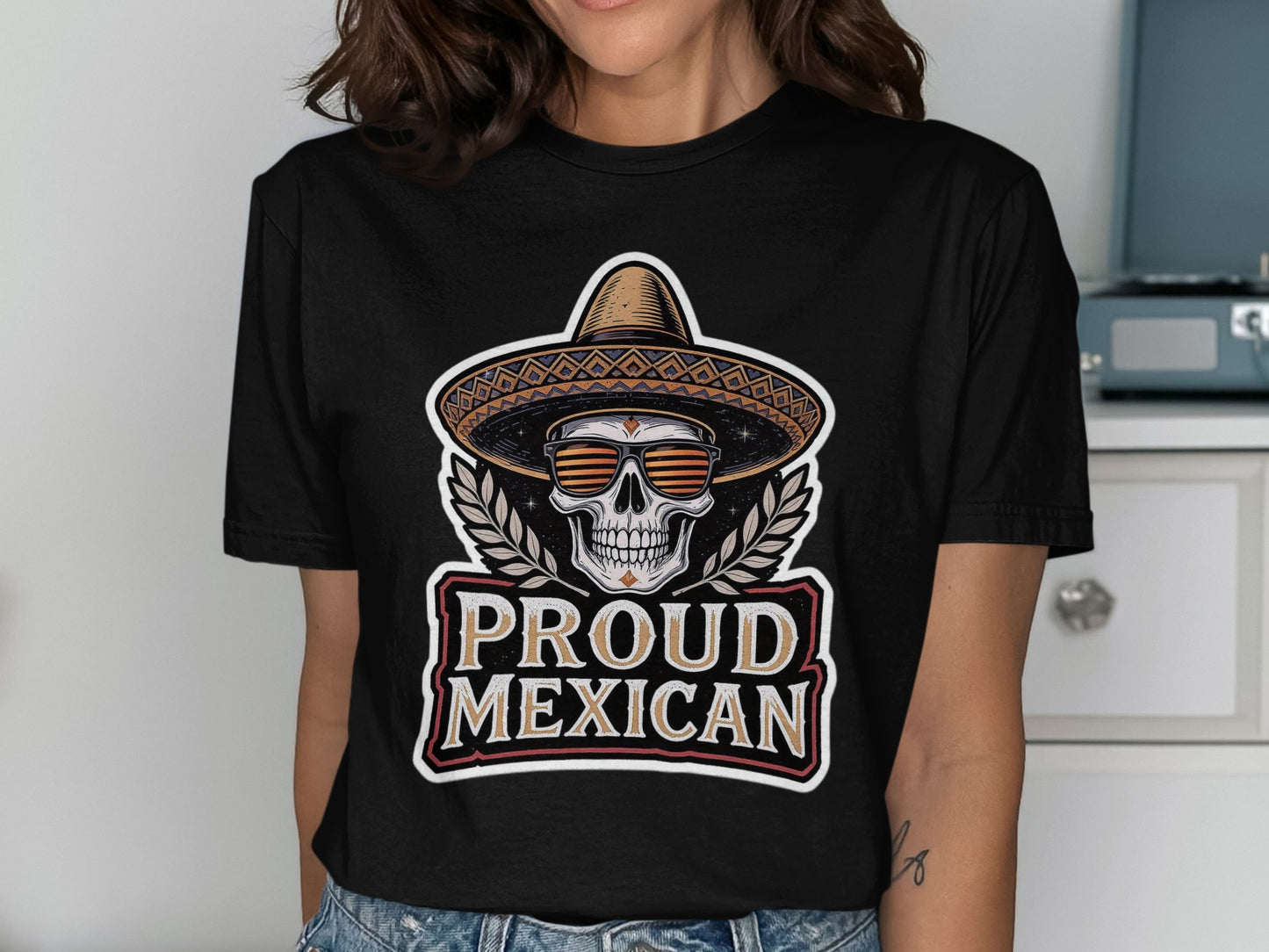 Proud Mexican Skull with Sombrero Design Shirt product type
