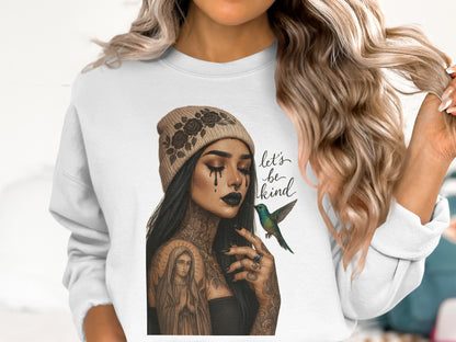 Let's Be Kind Tattooed Woman Graphic Sweatshirt product