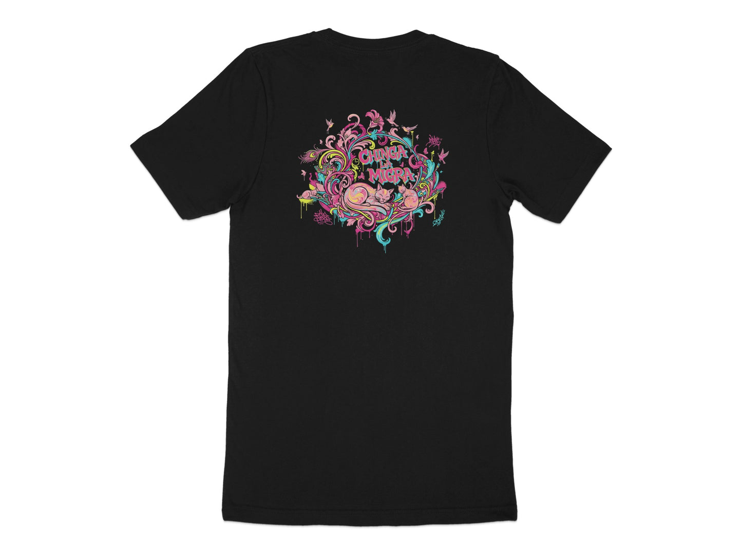 Creative Design Graphic Print Black Back T-Shirt