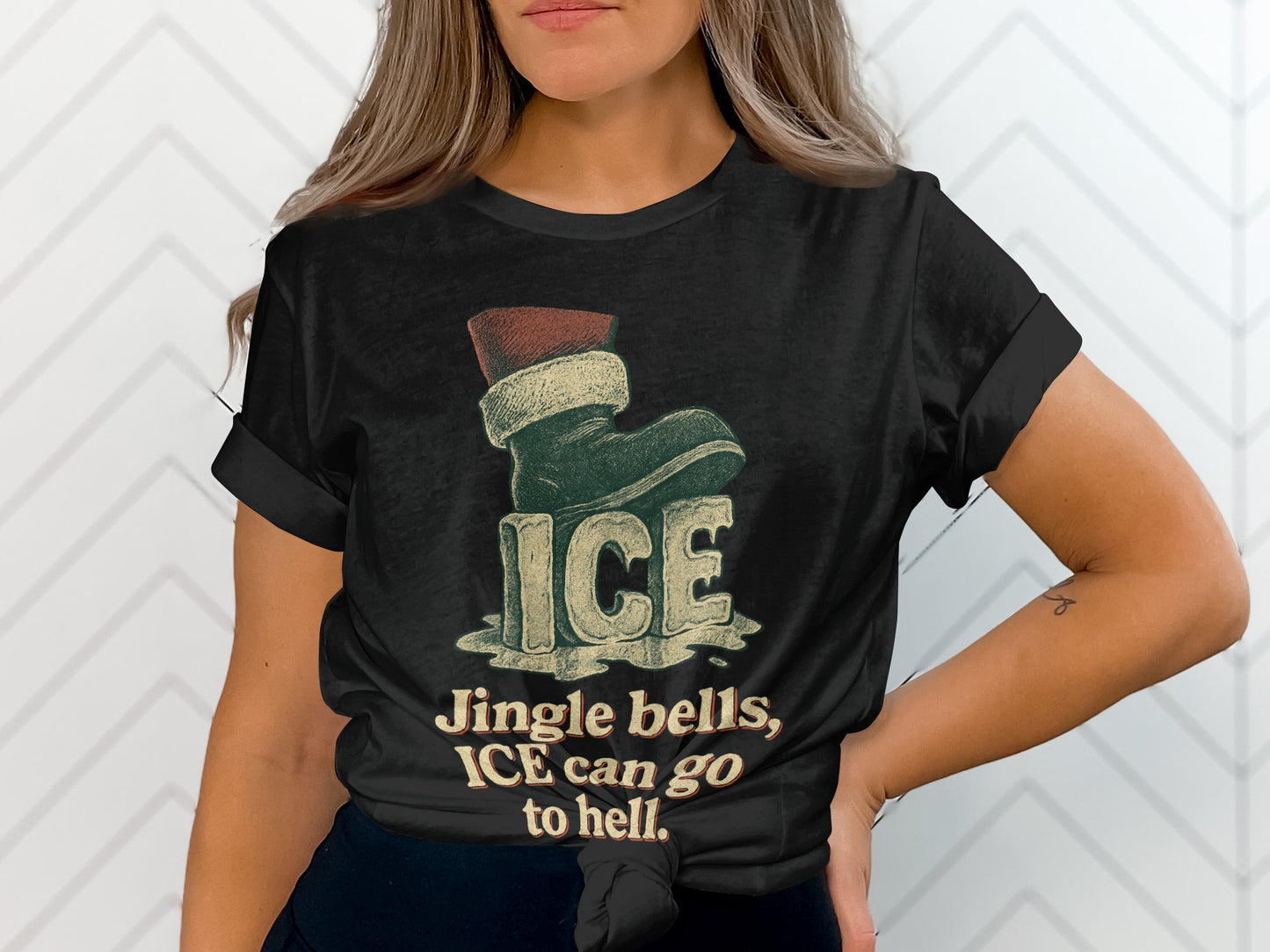 Jingle Bells ICE Can Go To Hell Graphic Tee