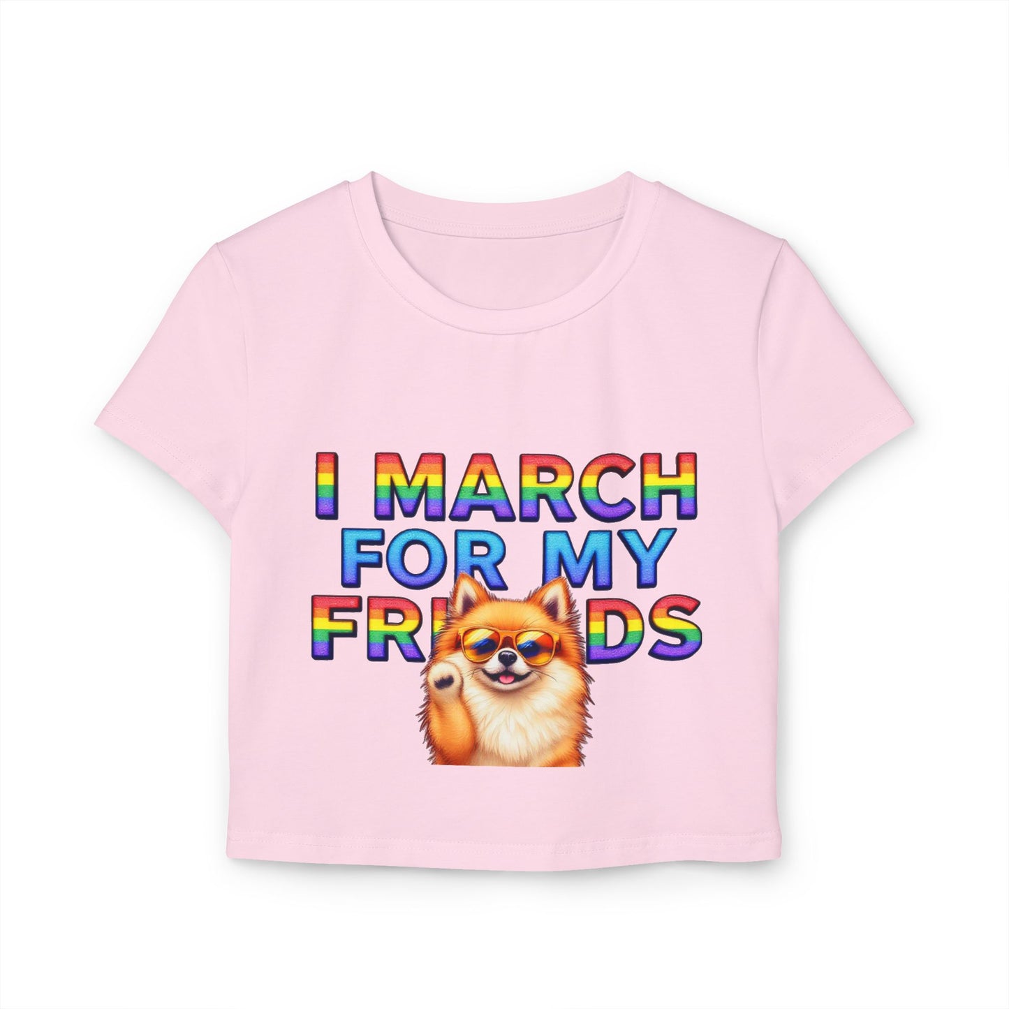 Pride Spirit Women's Baby Tee, LGBTQ+ Pride Shirt, Cute Graphic Tee, Unique Gift for Friends, Rainbow Marching T-Shirt, Fun Summer Top