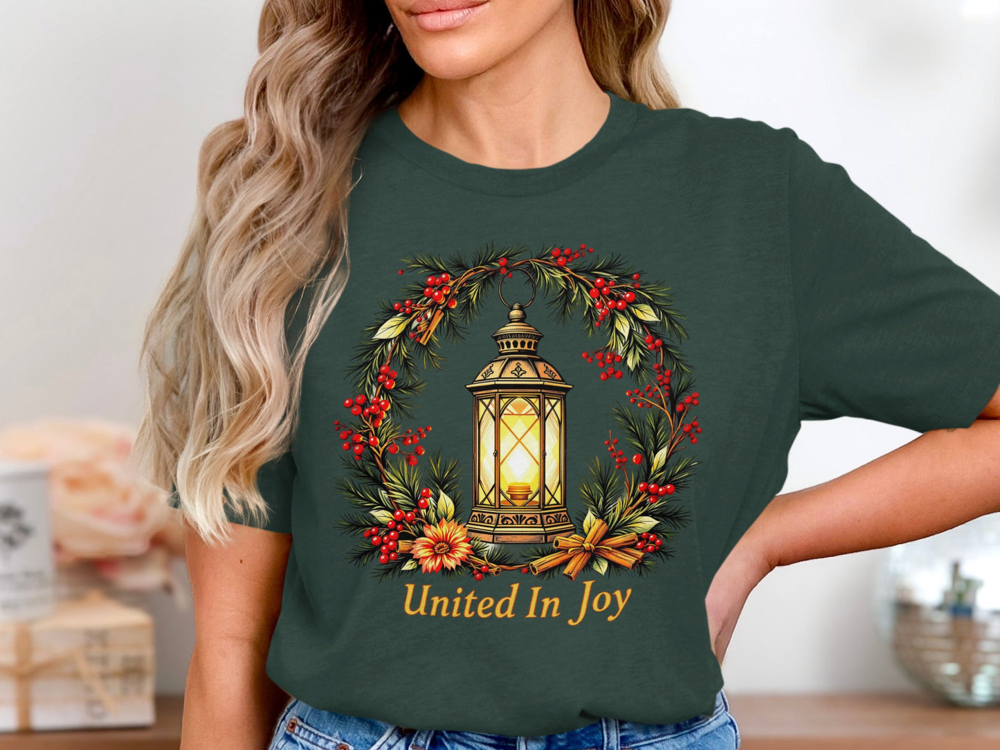 United In Joy Lantern Wreath Graphic Shirt