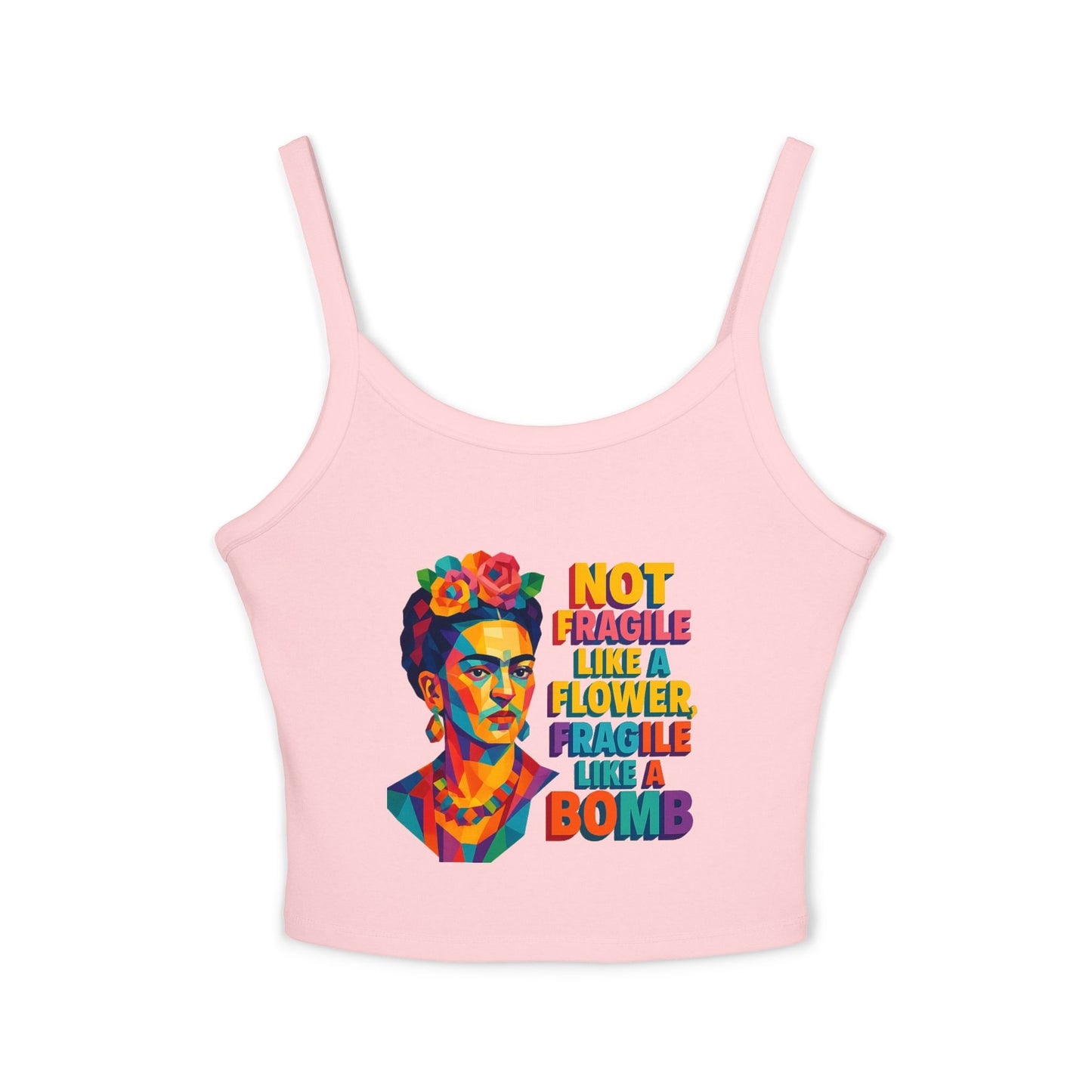 Frida Kahlo Inspired Spaghetti Strap Tank Top, Floral Art Top, Women's Graphic Tee, Gift for Art Lovers, Summer Wear, Festival Fashion