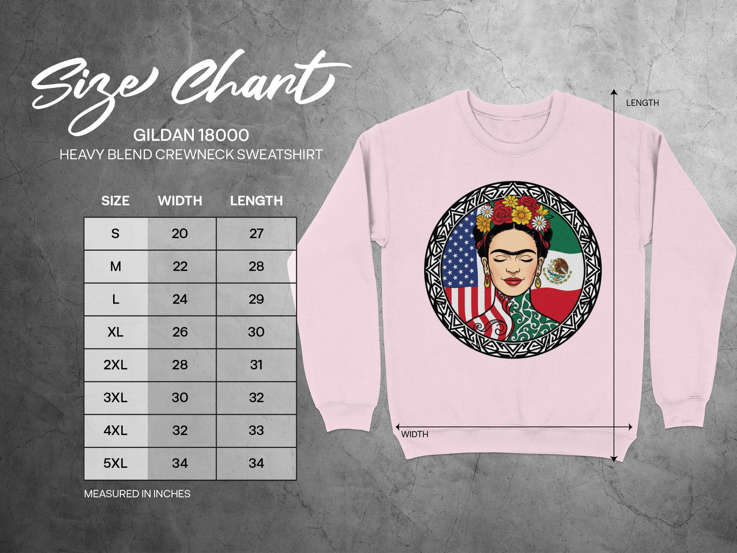 Frida Kahlo Crewneck Sweatshirt with Flags Design