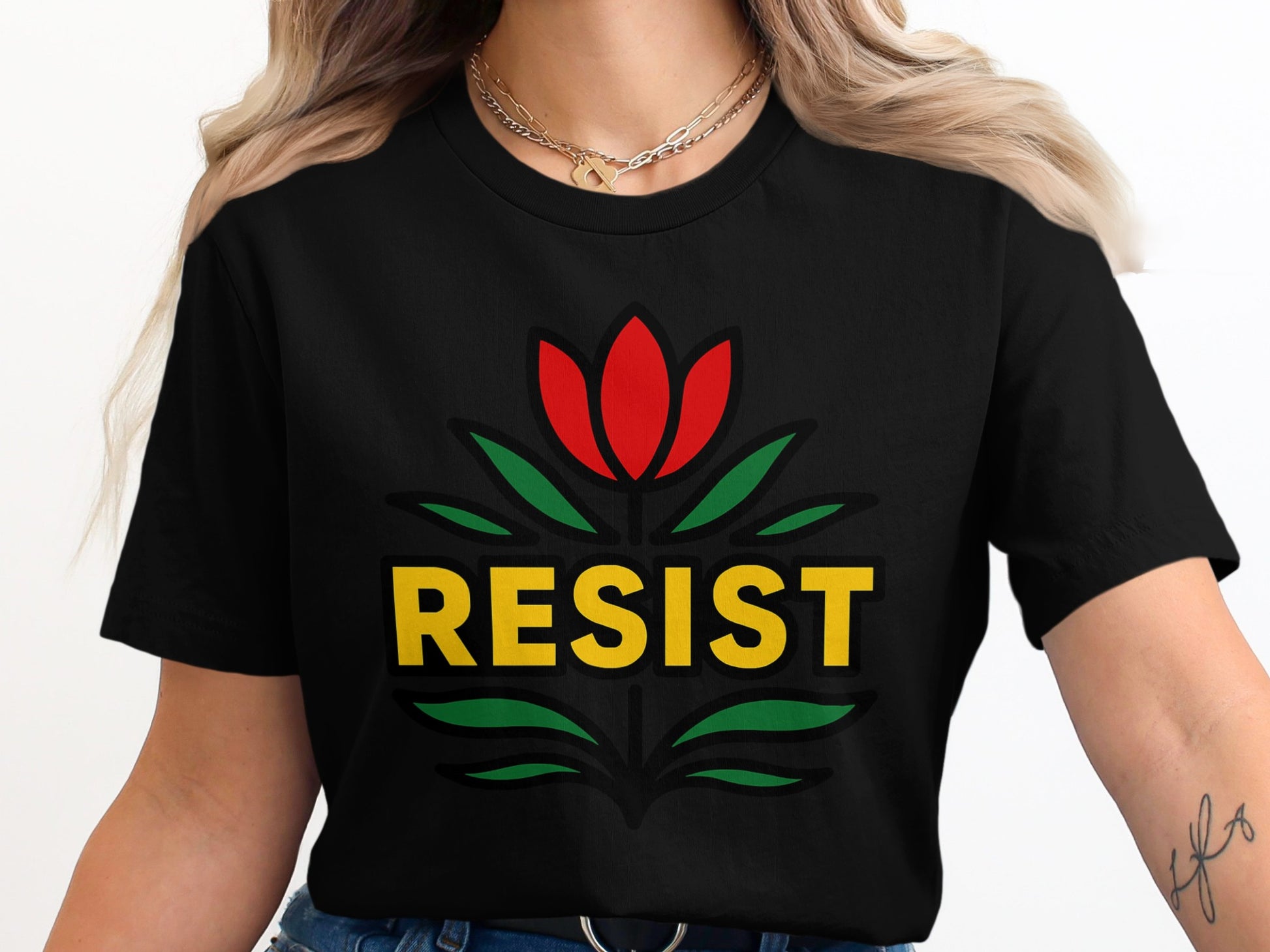 Resist Flower Graphic Statement T Shirt product type