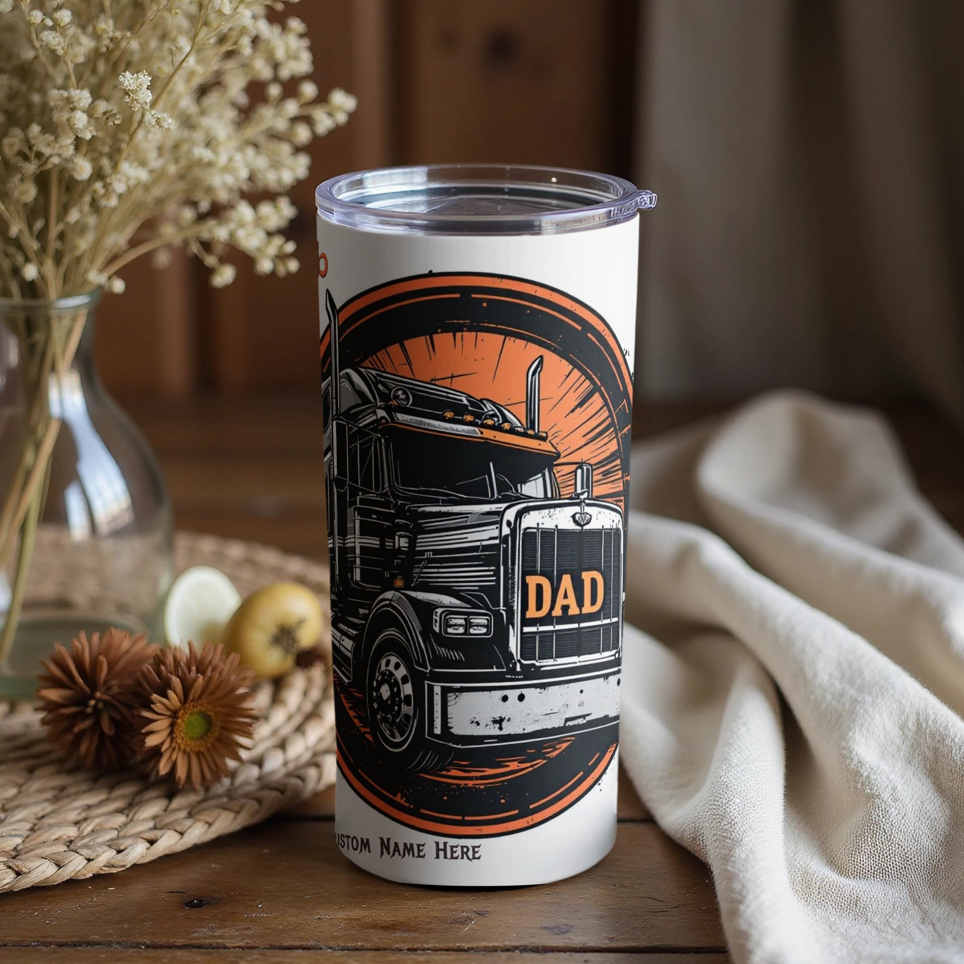 Dad Truck Design Customizable Tumbler Travel Mug Product