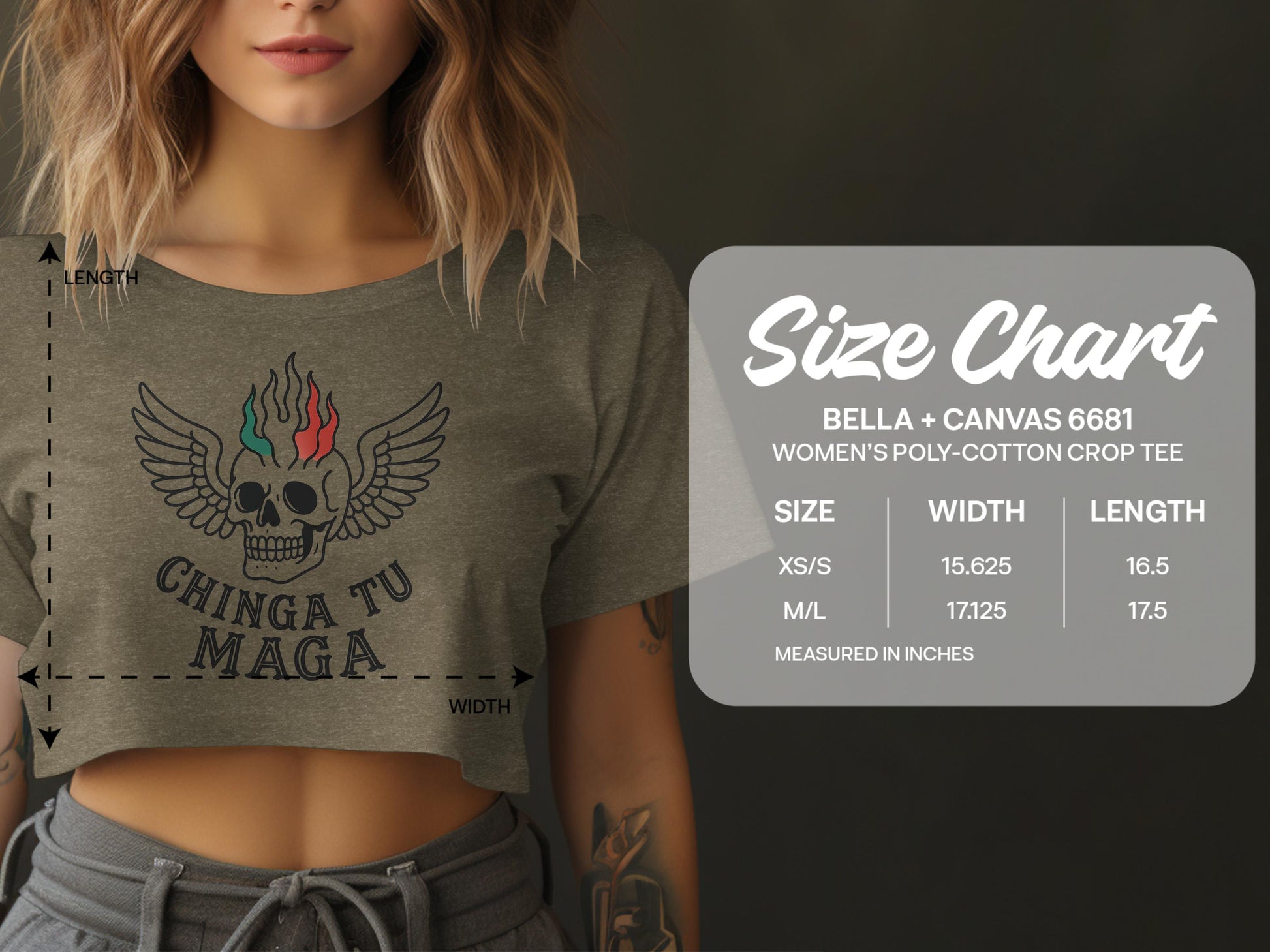 Chinga Tu Maga Skull Wings Printed Crop Tee product type