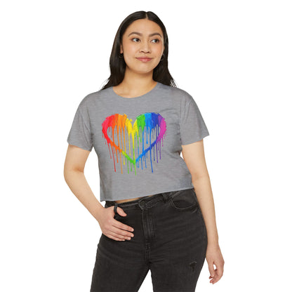 Pride corp top Rainbow Heart Women’s Festival Crop Top - Vibrant and Fun Summer Wear