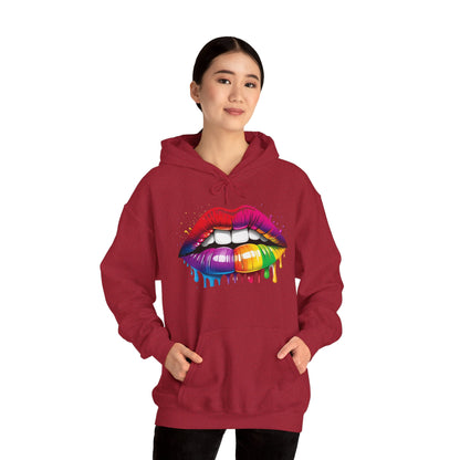 Pride hoodie Rainbow Dripping Lips Hoodie | Unisex Sweatshirt for Pride, LGBTQ+ Events, Casual Wear, Gift Idea, Vibrant Streetwear