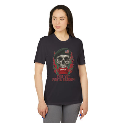 MAGA Skull Vet Fights Fascism Graphic T-Shirt