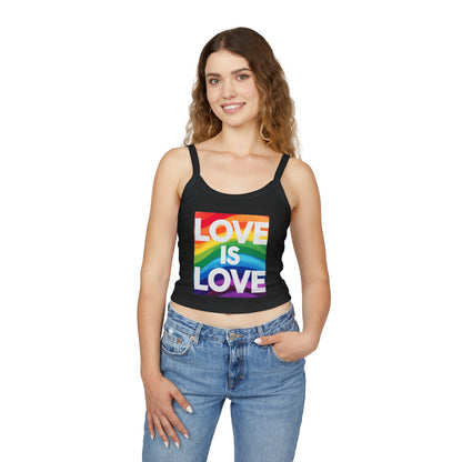 Pride tank top Rainbow Love Is Love Spaghetti Strap Tank Top