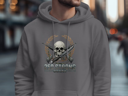 250 Strong Oorah Skull and Crossed Rifles Hoodie