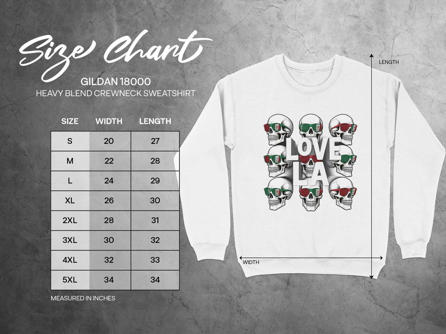 Love LA Skull Design Heavy Blend Crewneck Sweatshirt product type