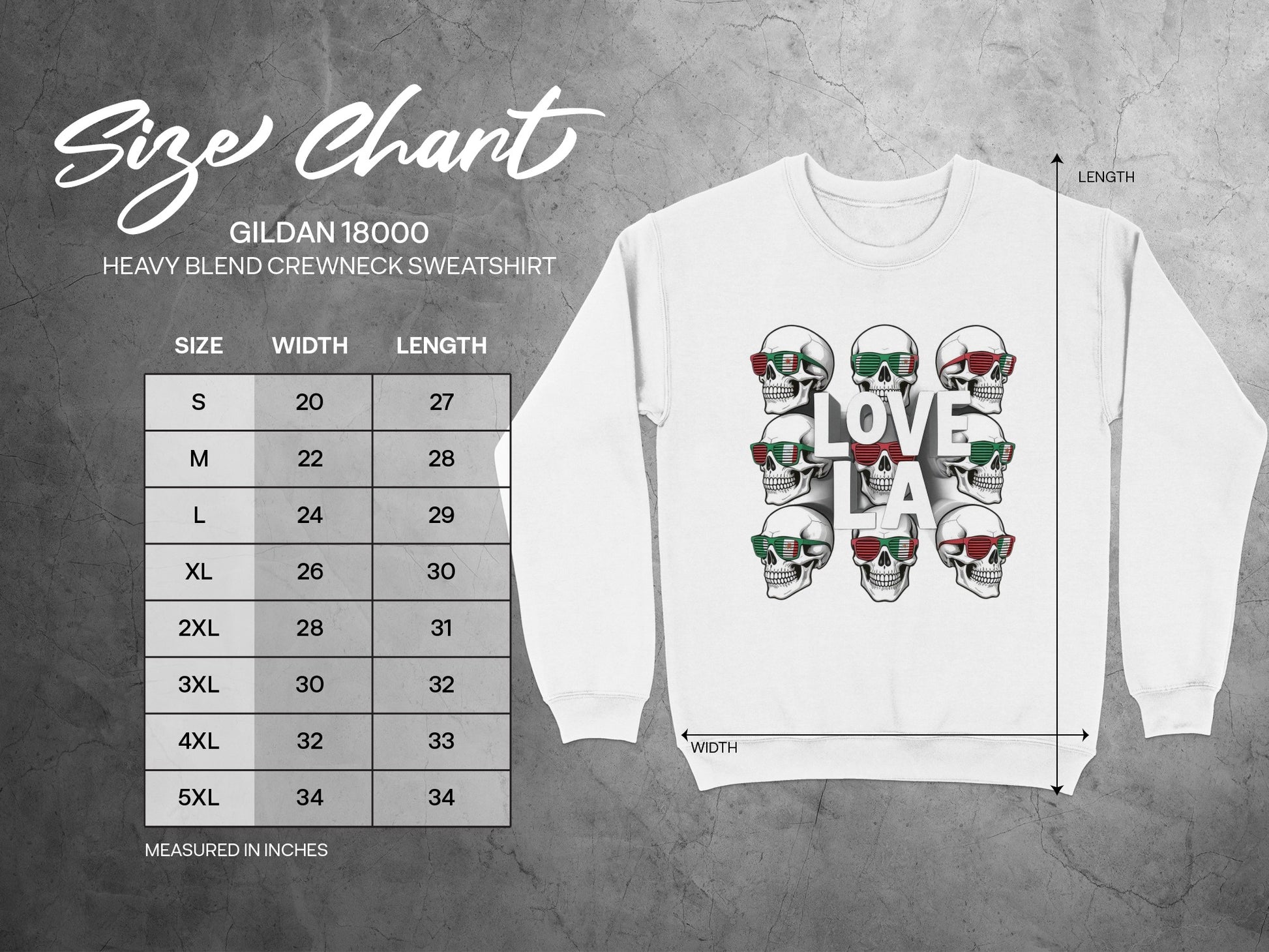 Love LA Skull Design Heavy Blend Crewneck Sweatshirt product type