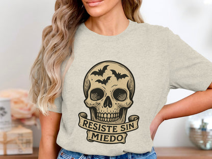 Resiste Sin Miedo Skull Design Graphic Tee product