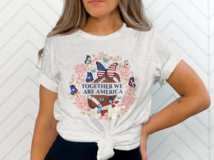 Together We Are America Butterfly Floral Graphic T-Shirt