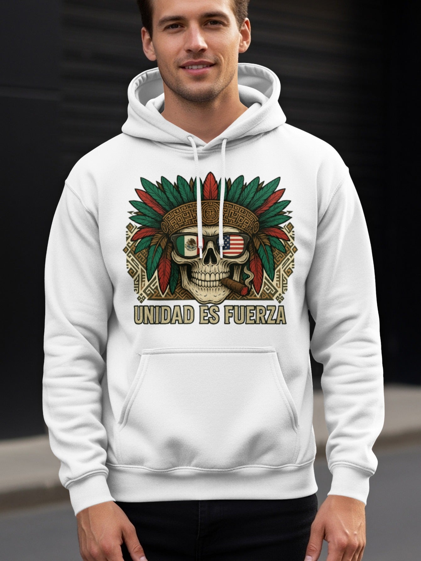 Unidad Es Fuerza Skull Design Hoodie