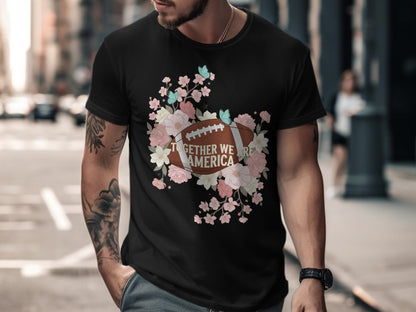 Together We Are America Floral Football Graphic T-shirt