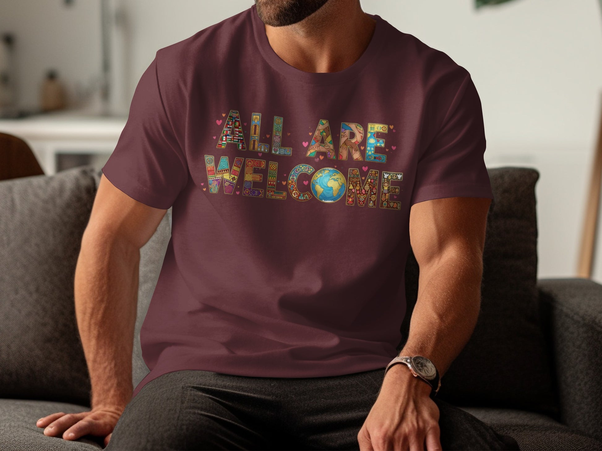 All Are Welcome Graphic T-shirt for Inclusive Style