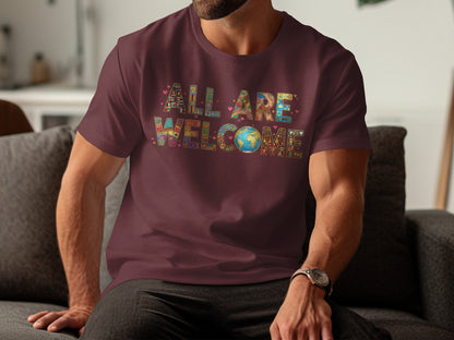 All Are Welcome Graphic T-shirt for Inclusive Style