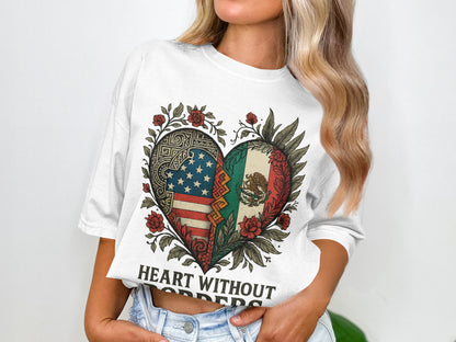 Heart Without Borders American Flag Mexican Flag Shirt