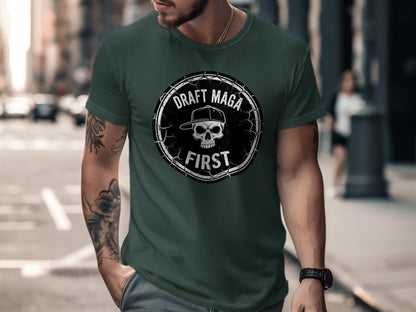 Draft Maga First Skull Graphic T-shirt for Sale