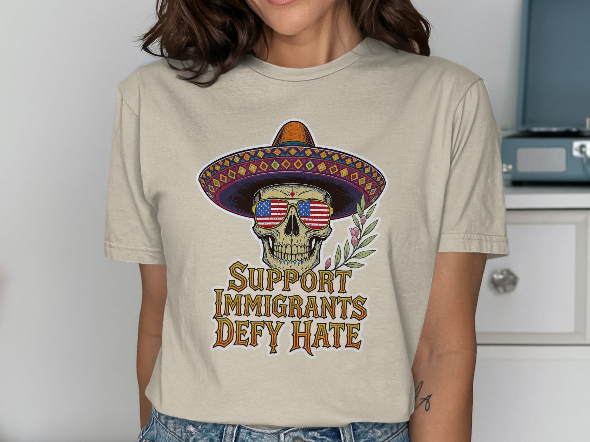 Support Immigrants Defy Hate Skull T-shirt product