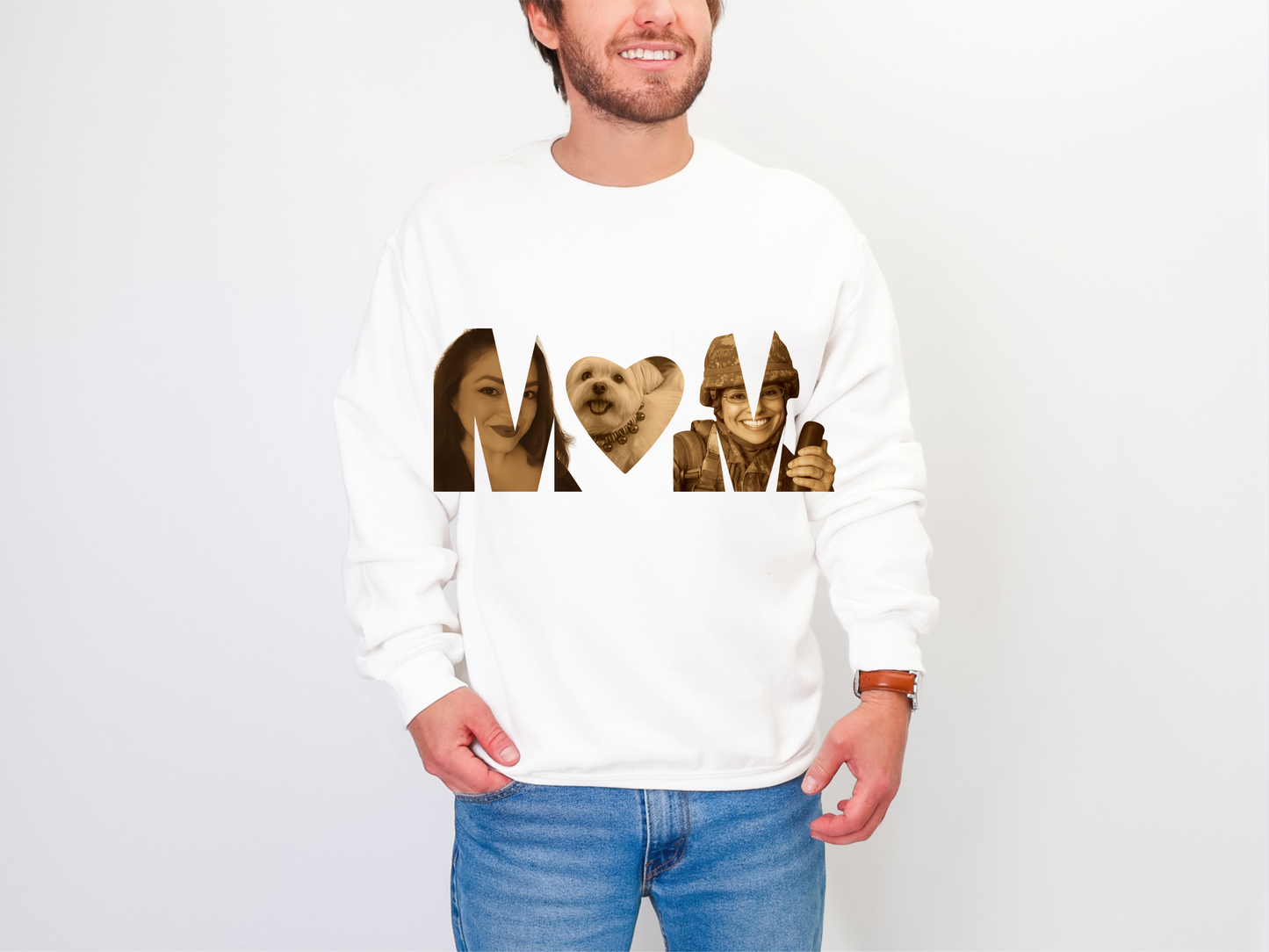 Custom Gift For Her, for Him | Personalized MoM Photo Sweater - Unisex Crewneck