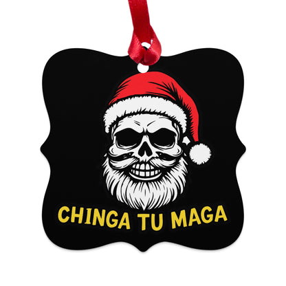 Chinga Tu Maga Santa Skull Ornament for Holiday Decor